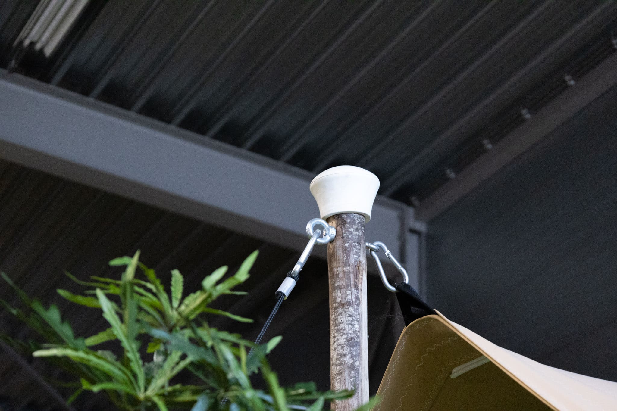 Mastkap houten tentpaal voor een stretchtent